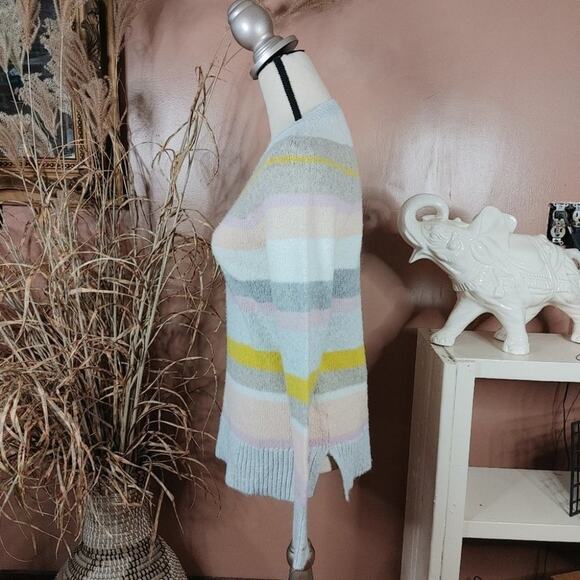 LOFT Light Striped Stripes Size Medium M Sweater Crew Neck Pastel Light Color - Picture 8 of 8